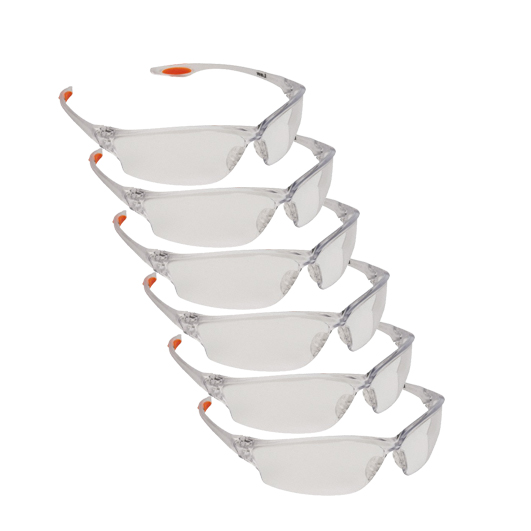 Clear Lens Scratch Resistant Framed Safety Glasses (Set Of 6)