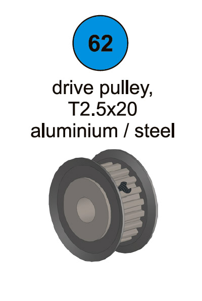 Drive Pulley T2.5 x 20 - Part #62 In Manual