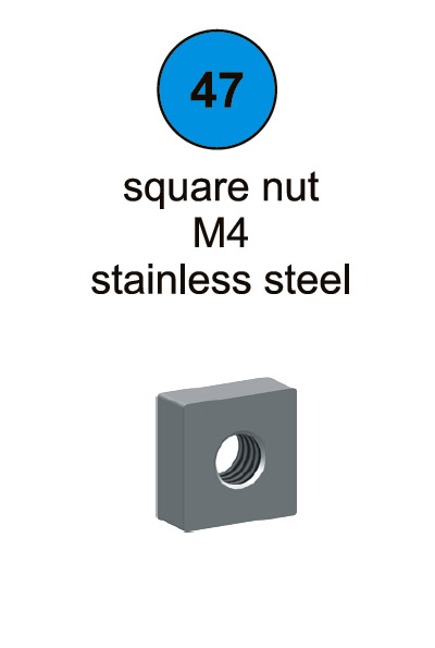 Square Nut M4 - Part #47 In Manual